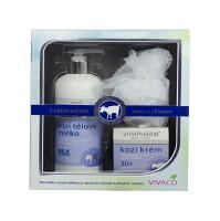 VIVACO Body Tip Kozie Telové mlieko 400 ml + krém 50 ml + umývacia hubka Darčekové balenie