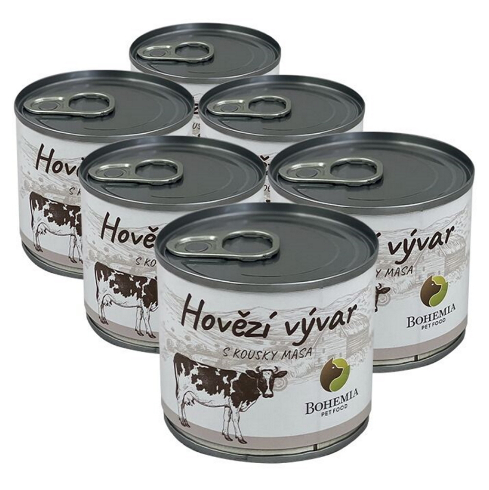 E-shop BOHEMIA PET FOOD Vývar hovädzí s kúskami mäsa pre psov 6x140 ml