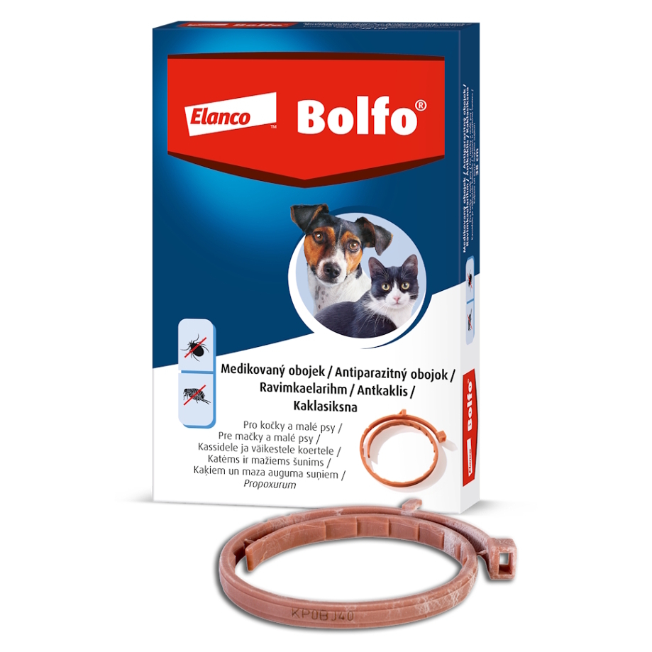E-shop BOLFO medikovaný obojok pre mačky a malé psy 38 cm 1,234 g 1 kus