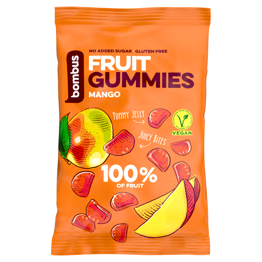 Bombus Fruit Gummies ovocné cukríky príchuť Mango 35 g
