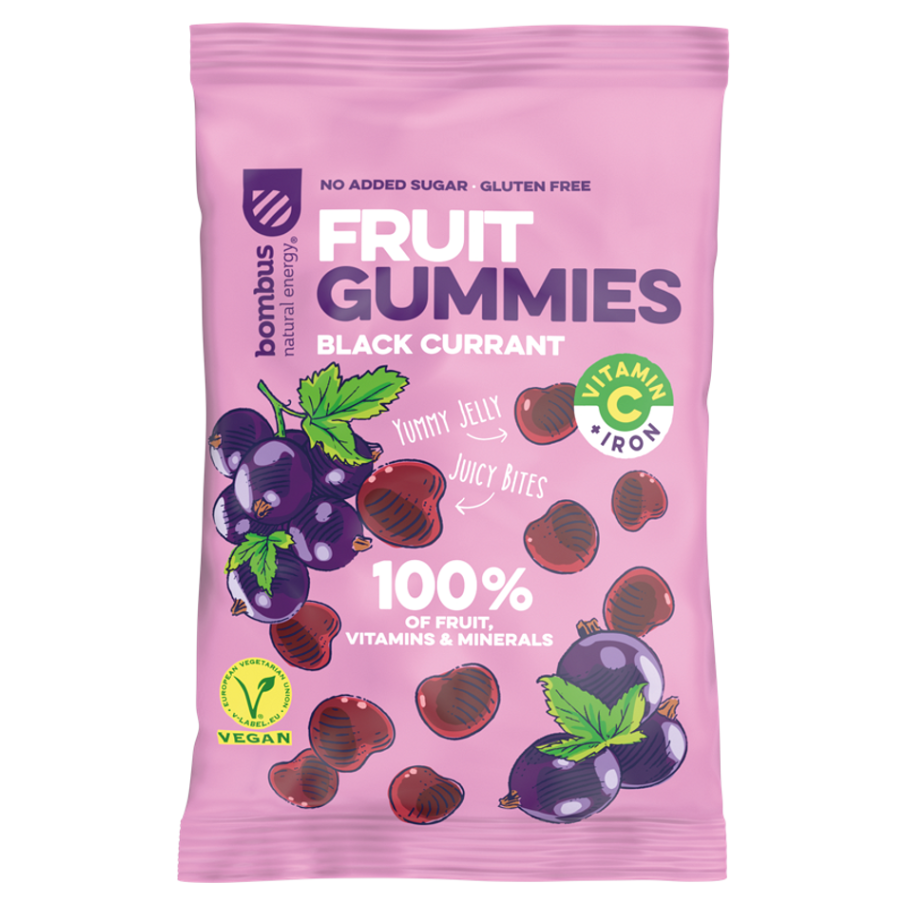 Bombus Fruit Gummies ovocné cukríky príchuť Black Currant 35 g