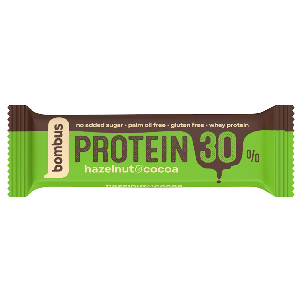 Bombus Protein 30 % proteínová tyčinka príchuť Hazelnut & Chocolate 50 g