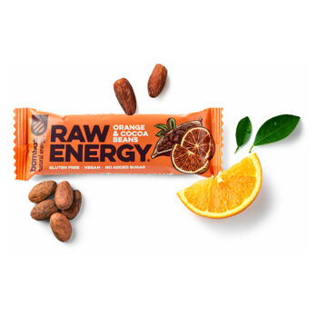 BOMBUS Raw energetická tyčinka pomaranč a kakaové bôby 50 g