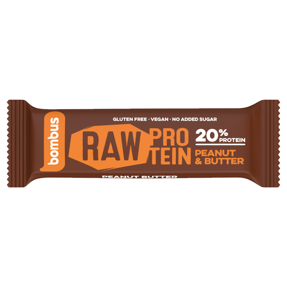 Bombus Raw Protein proteínová tyčinka príchuť Peanut Butter 50 g