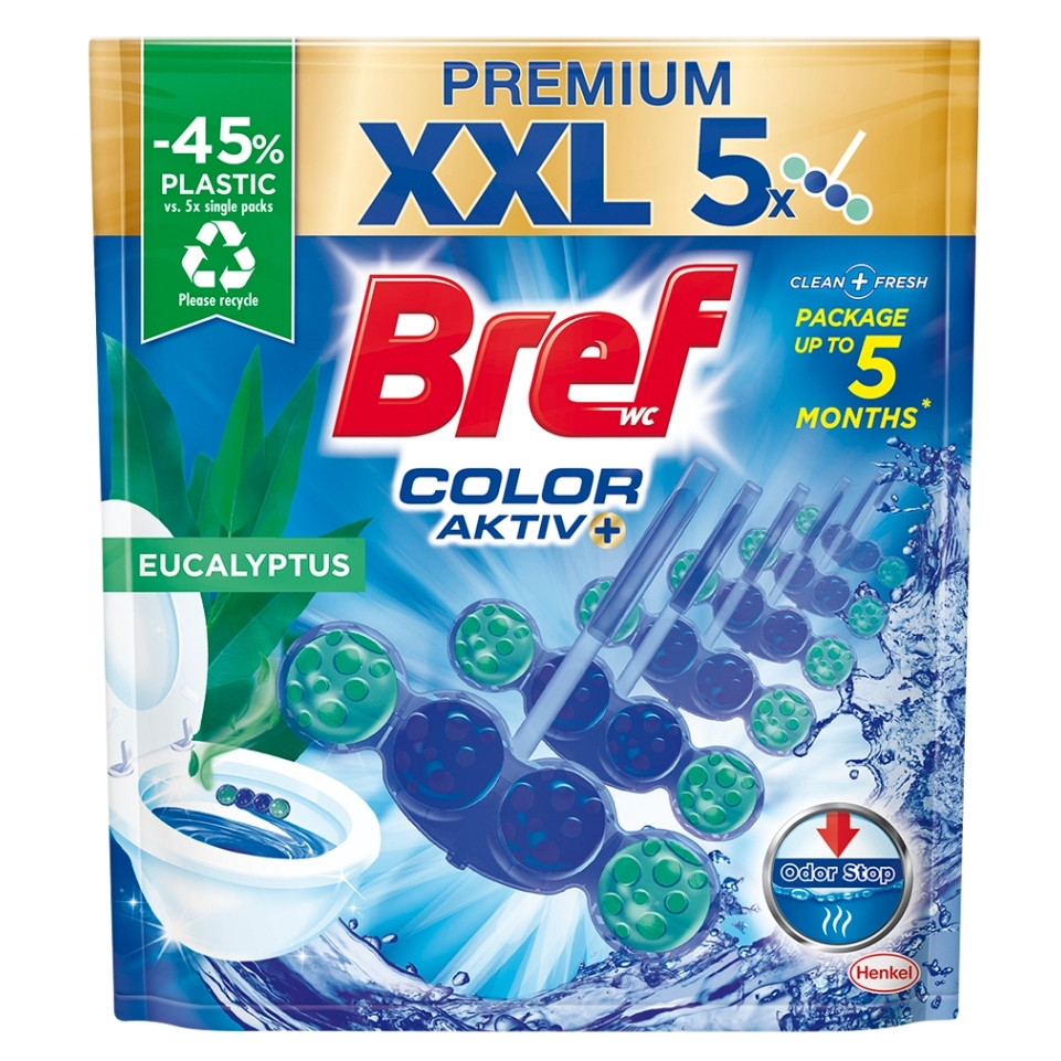 BREF Color Aktív Tuhý WC blok Eucalyptus 5 x 50 g