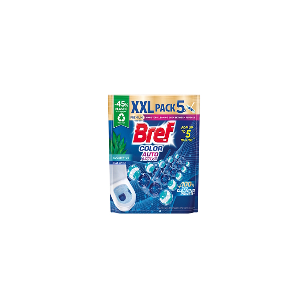 BREF Color Aktív Tuhý WC blok Eucalyptus 5 x 50 g