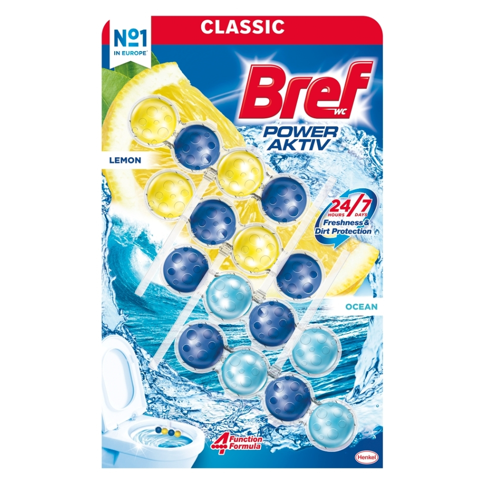 E-shop BREF Power Aktív Tuhý WC blok Lemon/Ocean 4 x 50 g