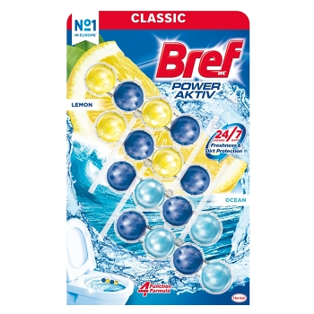 BREF Power Aktív Tuhý WC blok Lemon/Ocean 4 x 50 g (WC bloky)