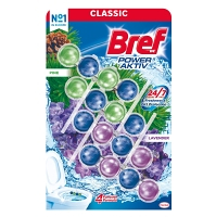BREF Power Aktív Tuhý WC blok Pine/Lavender 4 x 50 g