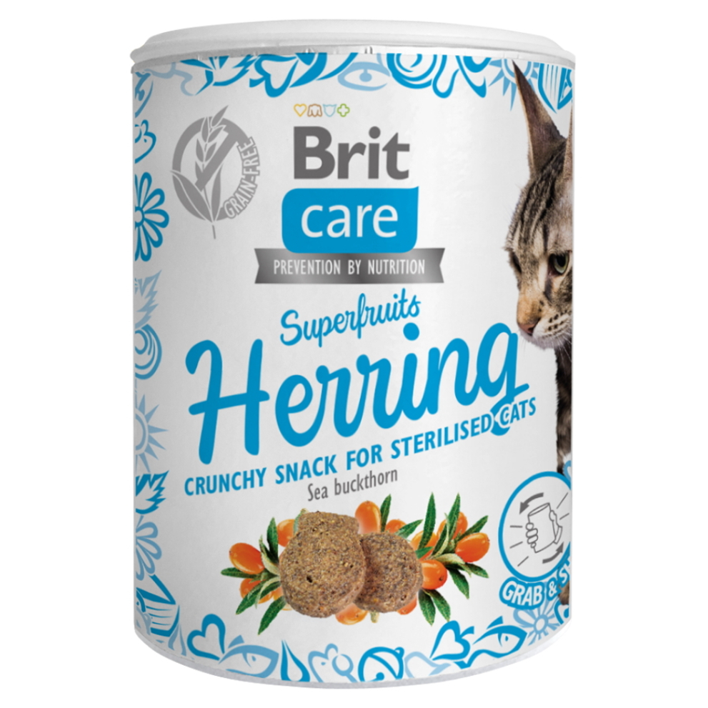 BRIT Care Snack Superfruits Herring so sleďom a rakytníkom pre mačky 100 g