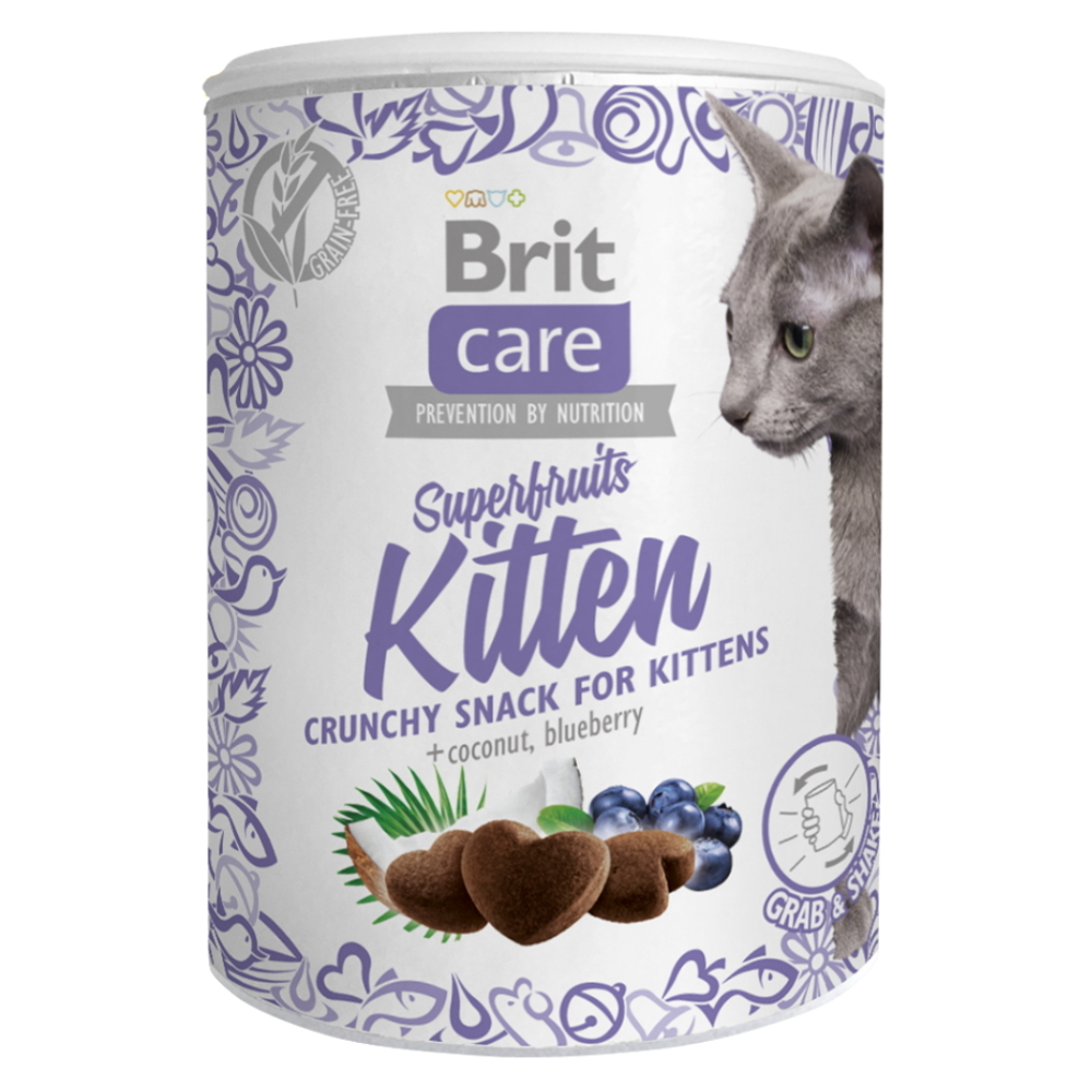 BRIT Care Snack Superfruits Kitten s kuraťom, kokosom a čučoriedkou pre mačiatka 100 g