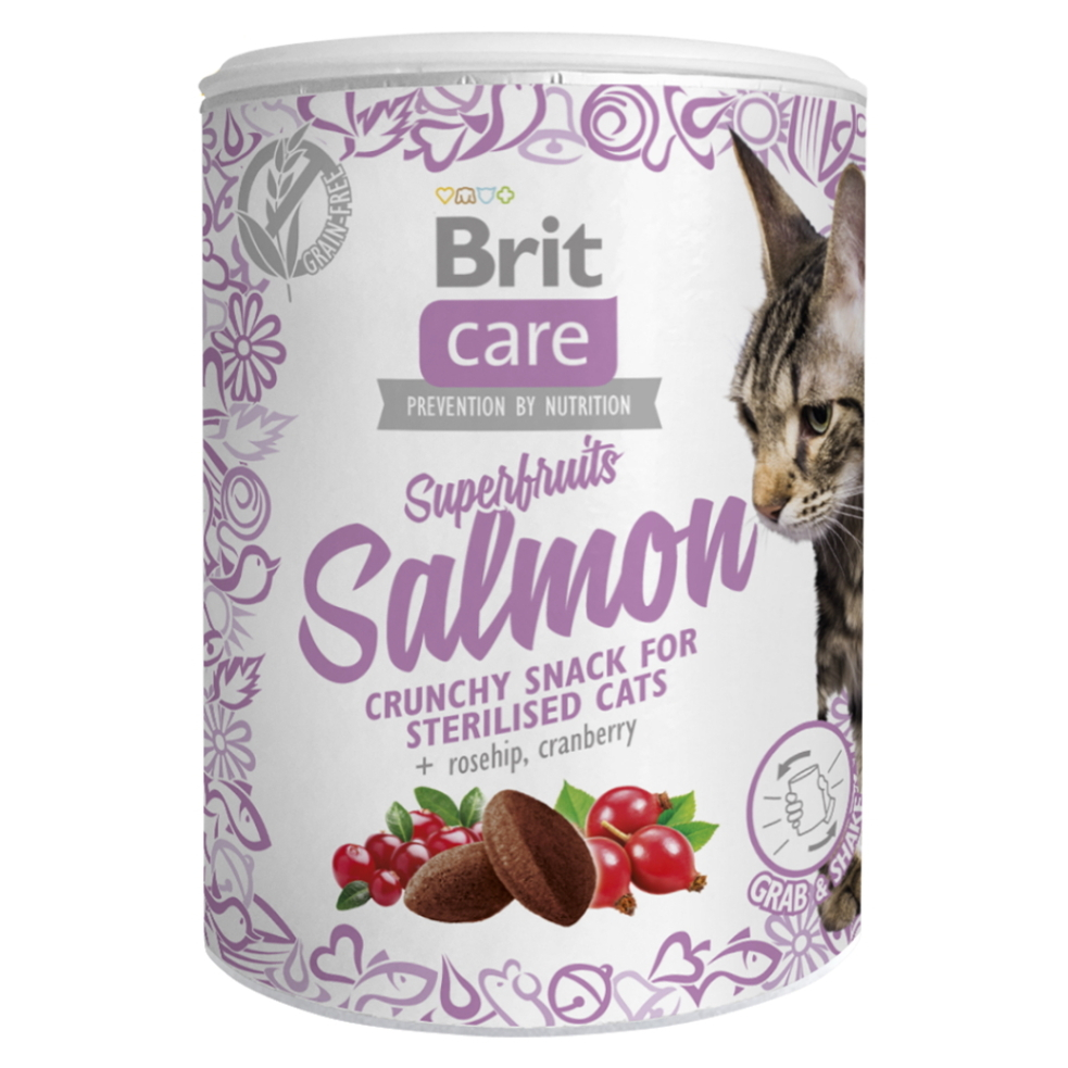 BRIT Care Snack Superfruits Salmon losos so šípkou a brusnicami pre mačky 100 g
