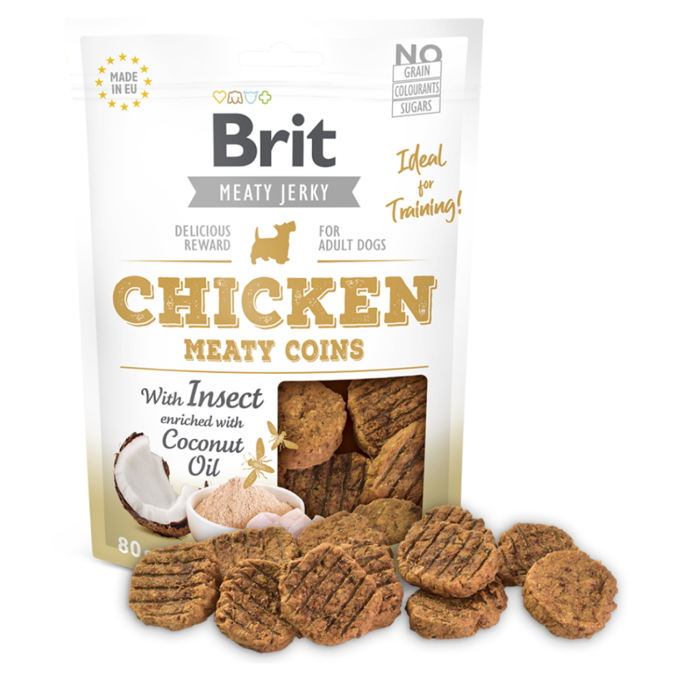BRIT Snack Jerky Chicken with Insect Meaty Coins 80 g kúpite na Mojalekaren.sk
