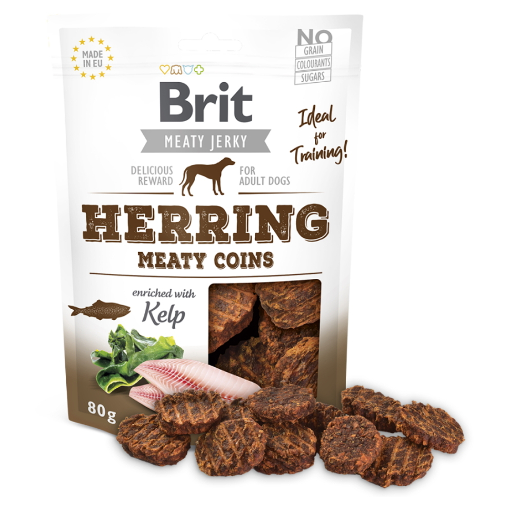 BRIT Jerky Herring Meaty Coins maškrty pre psov 80 g