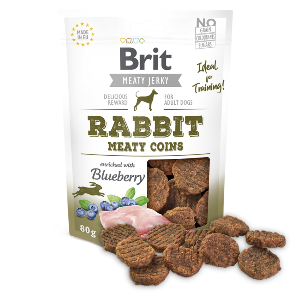 BRIT Jerky Rabbit Meaty Coins maškrty pre psov 80 g
