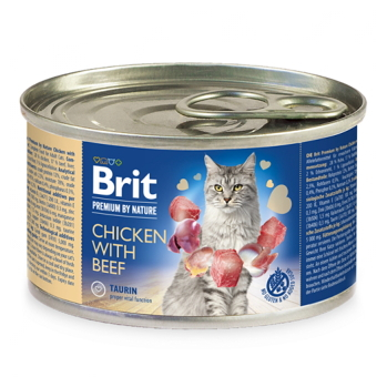 BRIT Premium by Nature Chicken with Beef konzerva pre mačky 200 g