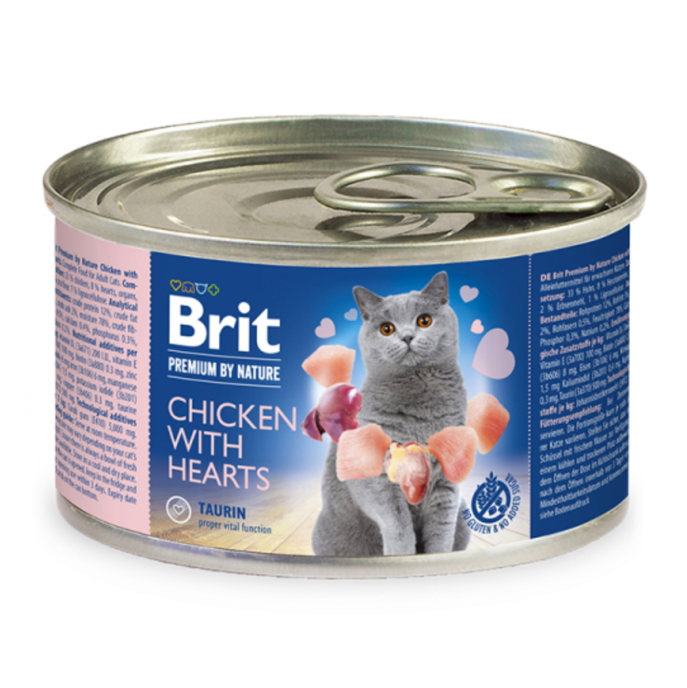 BRIT Premium by Nature Chicken with Hearts konzerva pre mačky 200 g