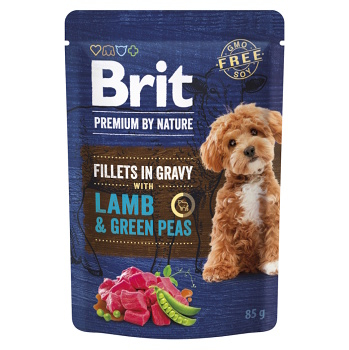 BRIT Premium Dog Fillets Gravy Lamb&Green Peas 85 g (Kapsičky a paštéty pre psov)