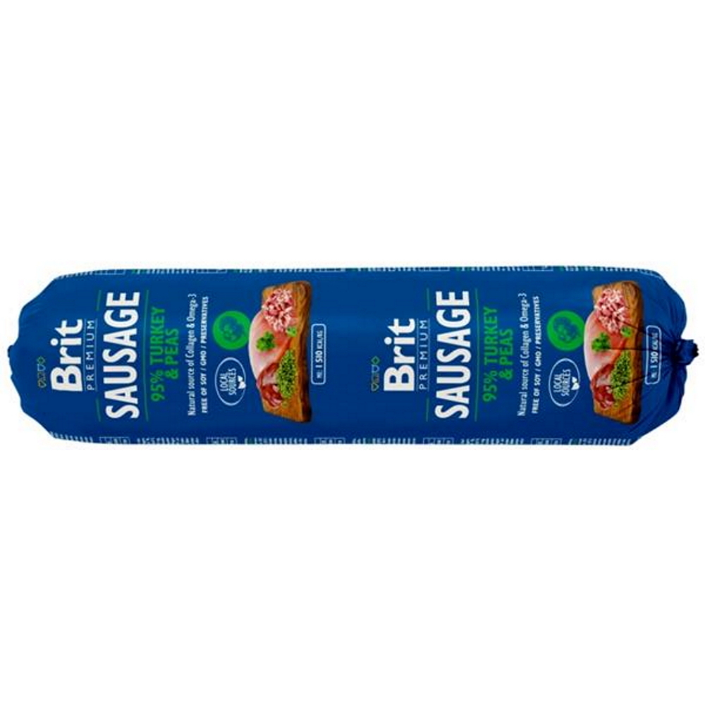 BRIT Premium Sausage Turkey & Pea saláma pre psov 800 g