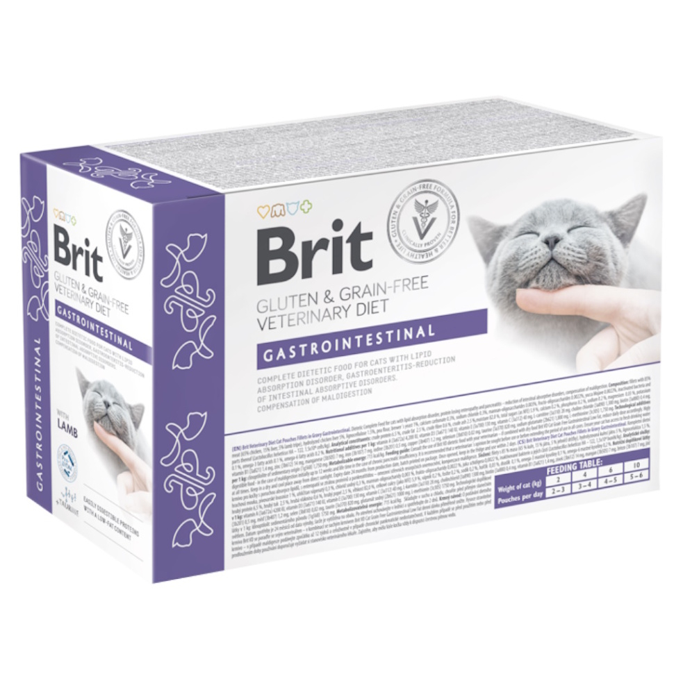 Brit VD Gluten & Grain-Free Cat Pouch Fillets in Gravy Gastrointestinal kapsičky pre mačky 12x85g