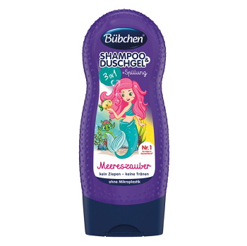 BÜBCHEN Kids 3v1 šampón, sprchovací gél a kondicionér Malá morská panna 230 ml