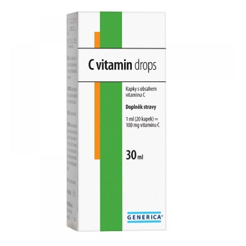 Generica Vitamín C kvapky kvapky na podporu imunitného systému, pre krásnu pleť a nechty 30 ml