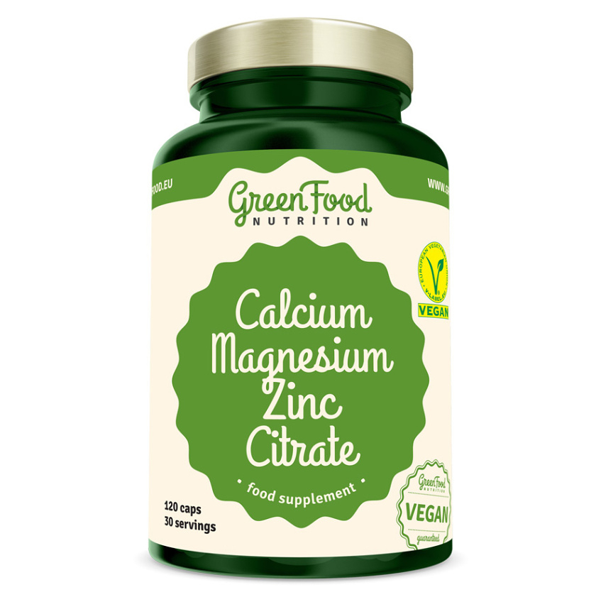 GreenFood Nutrition Calcium & Magnesium & Zinc Citrate kapsuly na podporu zdravia kostí, kĺbov a zubov 120 cps kúpite na Mojalekaren.sk