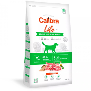 CALIBRA Life Adult Medium Breed Lamb pre psy stredných plemien 1 ks, Hmotnosť balenia (g): 2,5 kg