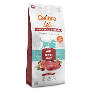 CALIBRA Life Fresh Beef Junior Small & Medium granuly pre psov 1 ks, Hmotnosť balenia: 12 kg
