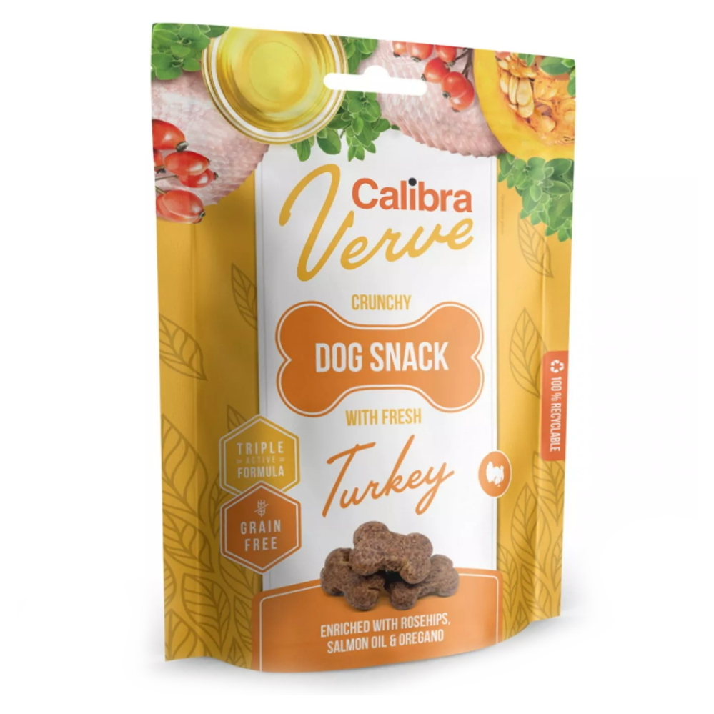 CALIBRA Verve Crunchy Snack Fresh Turkey maškrty s morkou pre psov 150 g