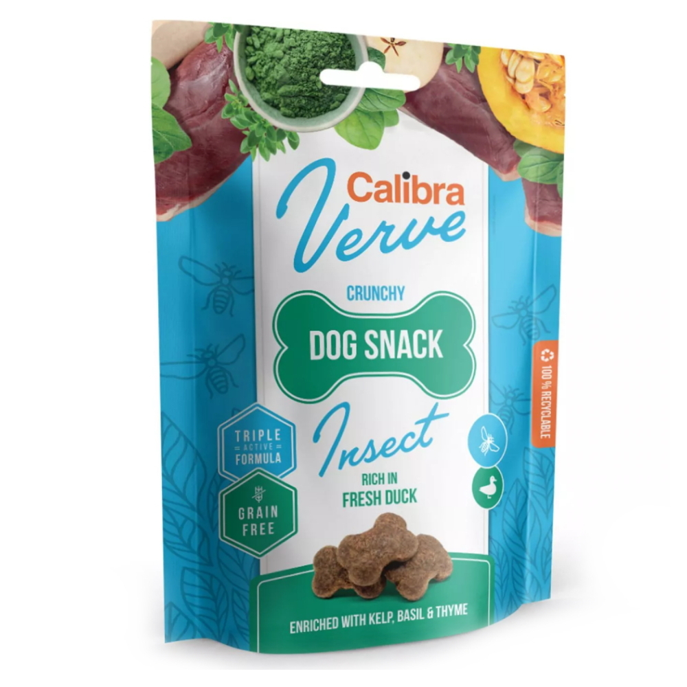 CALIBRA Verve Crunchy Snack Insect & Fresh Duck maškrta s hmyzom a kačicou pre psov 150 g