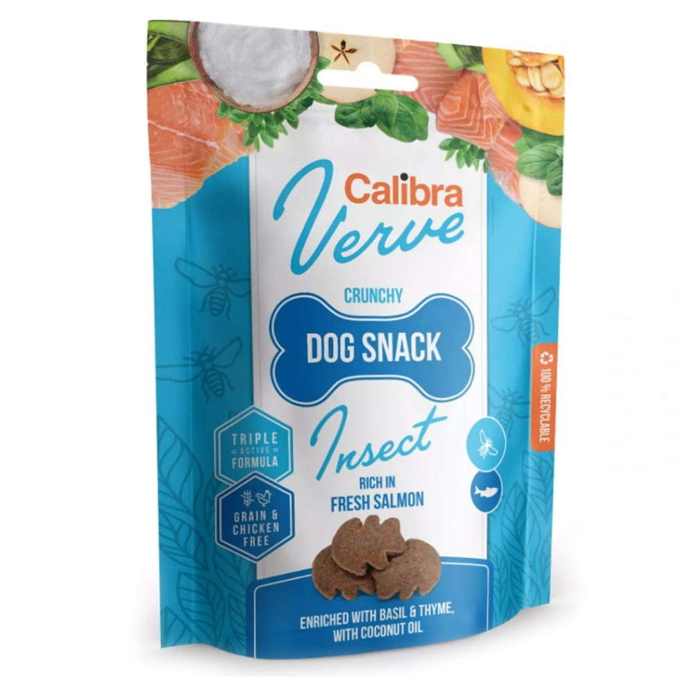 CALIBRA Verve Crunchy Snack Insect & Salmon maškrty s hmyzom a lososom pre psov 150 g