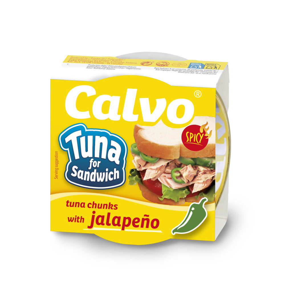 E-shop CALVO Sandwich tuniak s paprikami jalapeno v slnečnicovom oleji 142 g