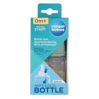 CANPOL BABIES Antikoliková fľaša EasyStart MOUNTAIS zelená 120 ml
