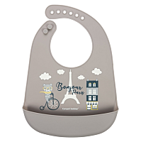 CANPOL BABIES Podbradník silikónový s vreckom bonjour paris béžový