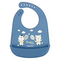 CANPOL BABIES Podbradník silikónový s vreckom bonjour paris modrý