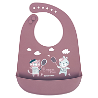 CANPOL BABIES Podbradník silikónový s kapsou bonjour paris ružový