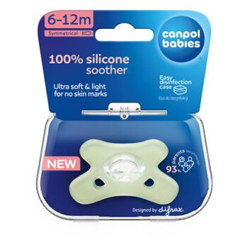 CANPOL BABIES Cumlík 100% silikónový symetrický 6-12m zelený 1 kus (Cumlíky 6 - 18 - mesiacov) - Elastické, Denné, Hygienické, Ostatné, Iné, Pružné, Omývateľný, Nočné, Opakované použitie