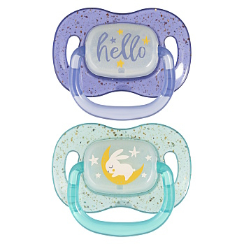 CANPOL BABIES Nightglow cumlík svietiaci silikónový 18m+ chlapec 2kusy (Cumlíky 18 - 36 mesiacov) - Upokojujúci, Omývateľný