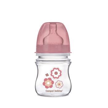 CANPOL BABIES Fľaša sa širokým hrdlom NEWBORN BABY ružová 120 ml