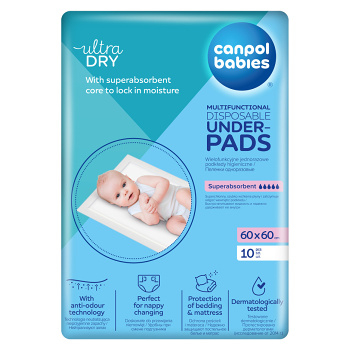 CANPOL BABIES Multifunkčné hygienické podložky 60 x 60 cm 10 kusov (Inkontinenčné podložky) - Absorpčné
