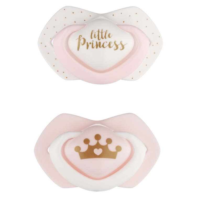 CANPOL BABIES Set symetrických silikónových cumlíkov 0-6m ROYAL BABY ružový 2 ks