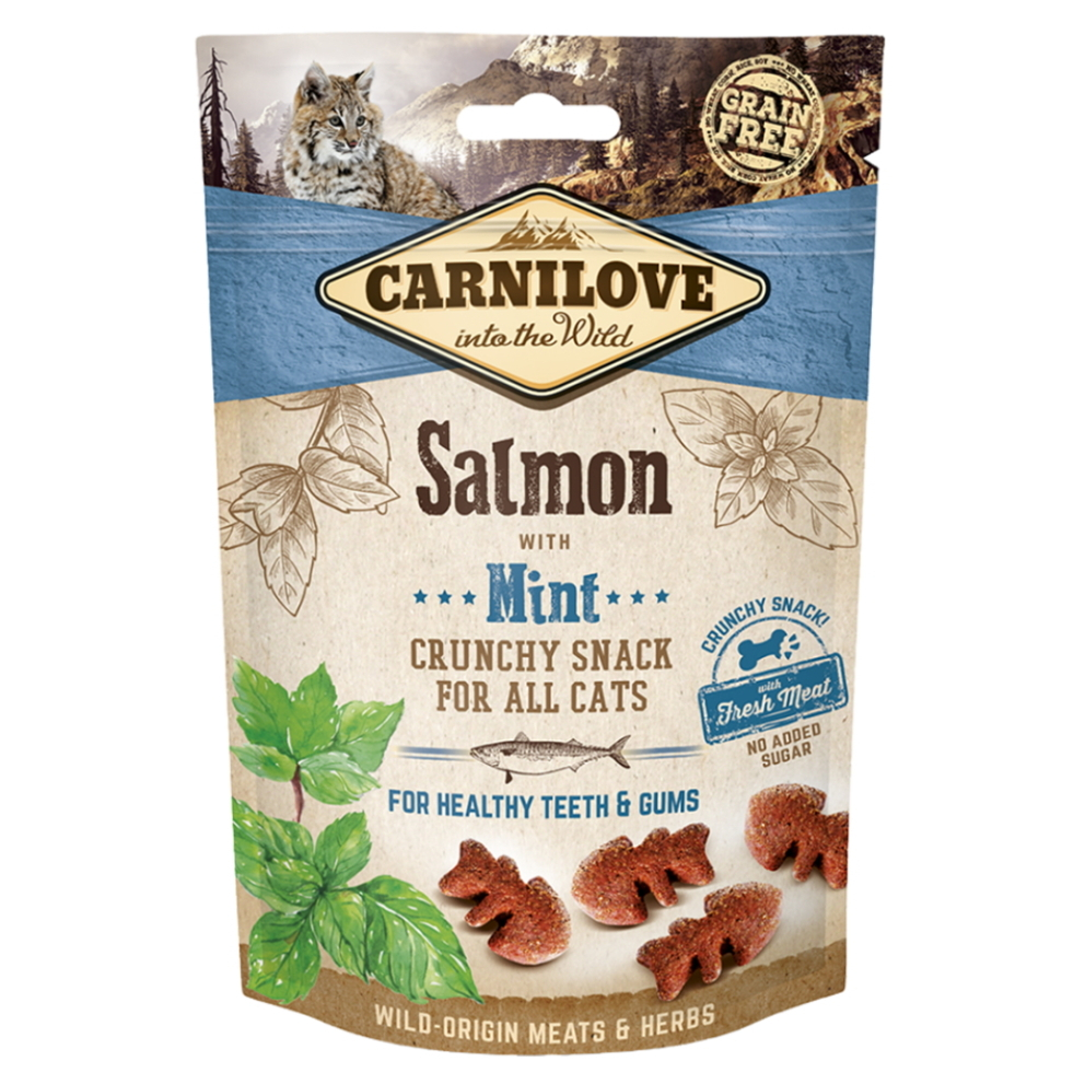 E-shop CARNILOVE Crunchy Snack pre mačky Salmon&Mint 50 g