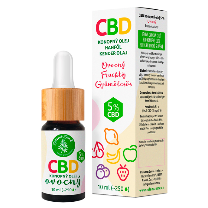 ZELENÁ ZEMĚ CBD kvapky s ovocnou príchuťou 5% 10 ml
