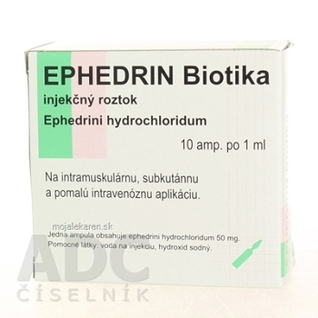 EPHEDRIN BIOTIKA sol inj 50 mg (amp.skl.) 10x1 ml (Lieky na predpis)