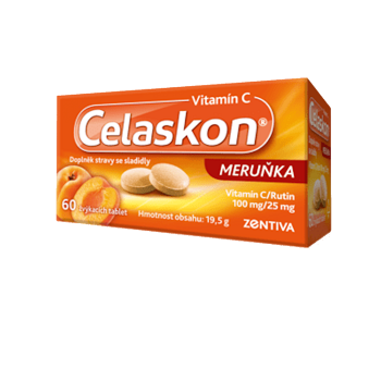 CELASKON Vitamín C 100 mg marhuľa 60 tabliet (Vitamíny na imunitu) - Viaczložkové