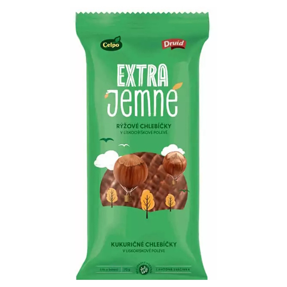 CELPO Extra jemné ryžové chlebíčky s lieskovo orieškovou polevou 70 g