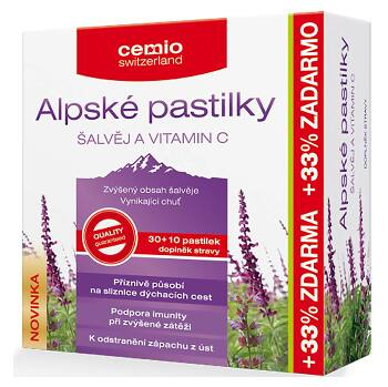 CEMIO Alpské pastilky šalvia a vitamín C 30+10 pastiliek ZADARMO