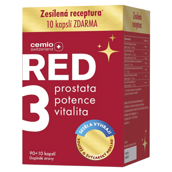 CEMIO RED3 90 + 10 kapslí NAVYŠE (Potencia, erekcia) - Prírodné, Viaczložkové