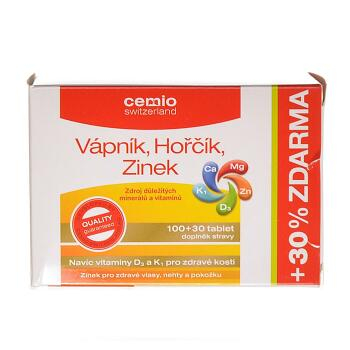 CEMIO Vápnik, Horčík, Zinok + D3 a K1 100+30 tabliet ZADARMO